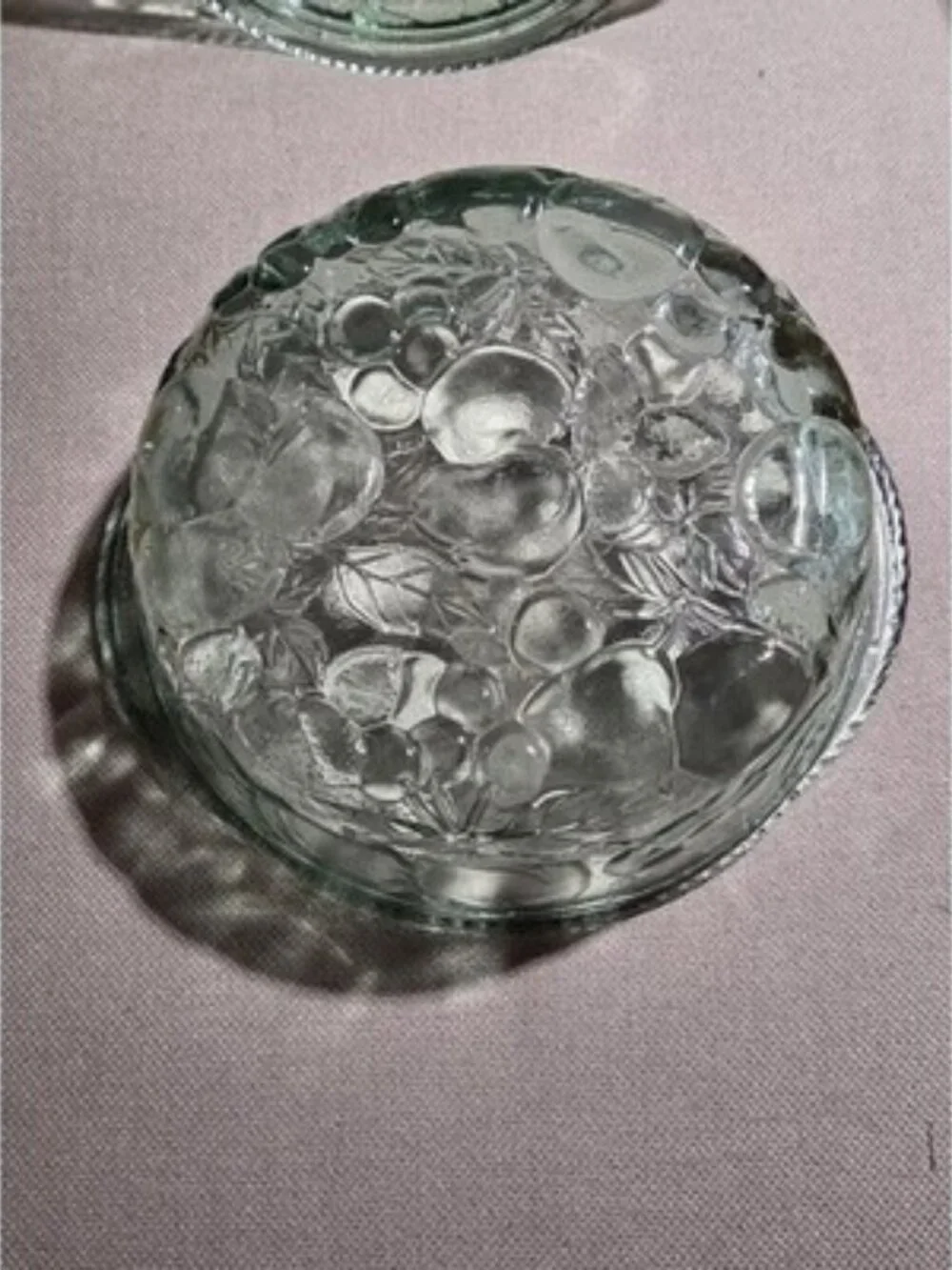 Vintage Libbey Orchard Fruit Green Glass 3 Qt Casserole Dish with Pie Plate Lid